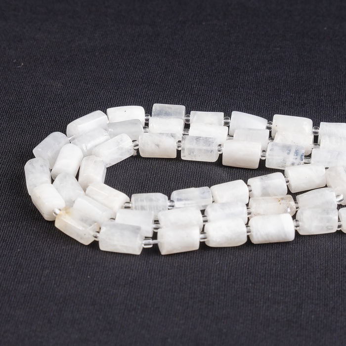 White Rainbow Moonstone Gemstone Pipe Bead, Crystal Healing Tube Beads.