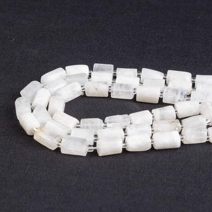 White Rainbow Moonstone Gemstone Pipe Bead, Crystal Healing Tube Beads.