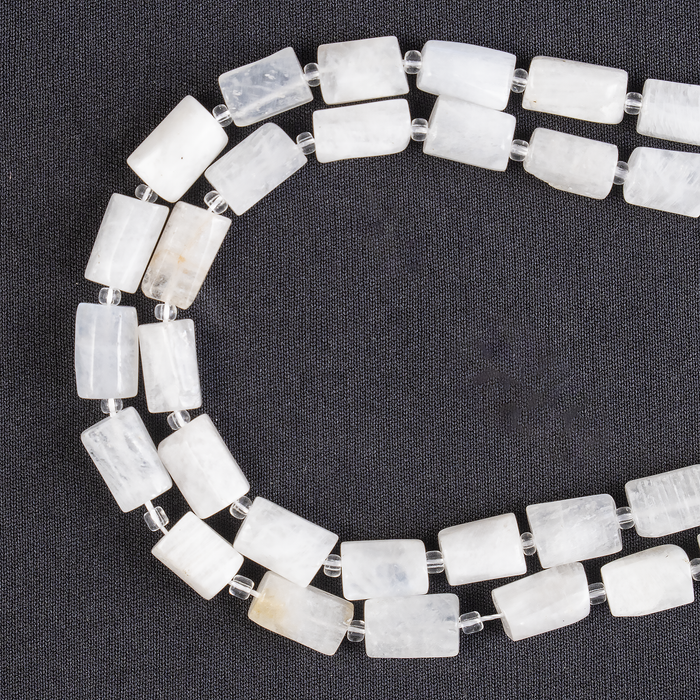 White Rainbow Moonstone Gemstone Pipe Bead, Crystal Healing Tube Beads.
