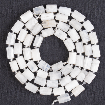 White Rainbow Moonstone Gemstone Pipe Bead, Crystal Healing Tube Beads.