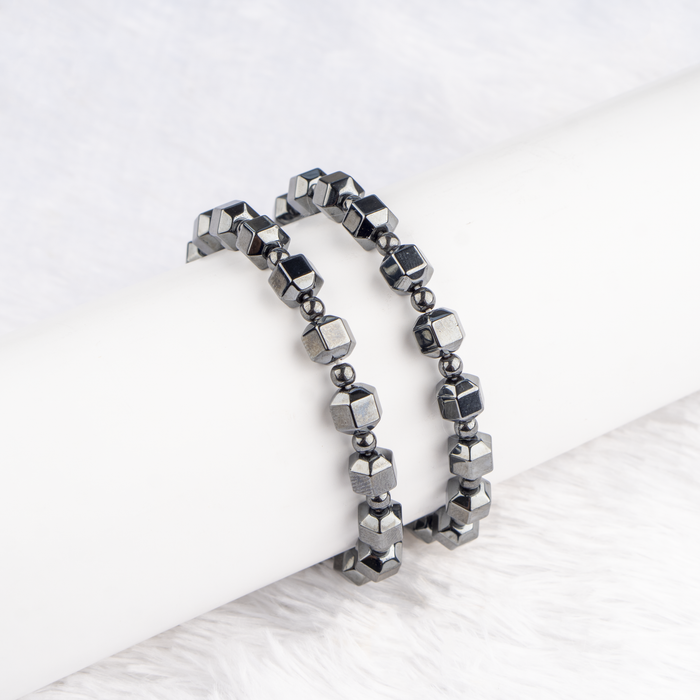 Wholesale Hematite Bracelet | Faceted Cubical Square Bracelet