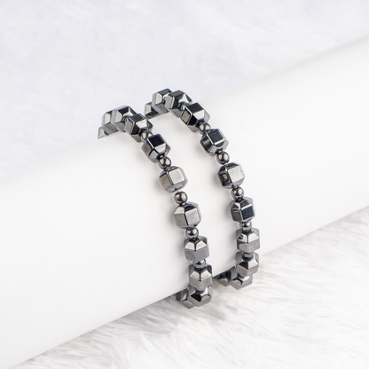 Wholesale Hematite Bracelet | Faceted Cubical Square Bracelet