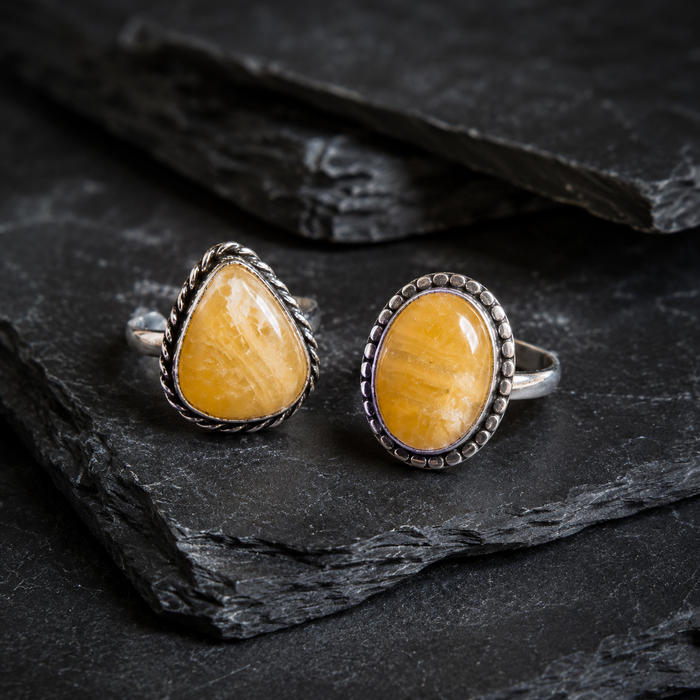 Yellow Aventurine rings – Gemstone rings Natural Crystal Healing Jewelry Collection