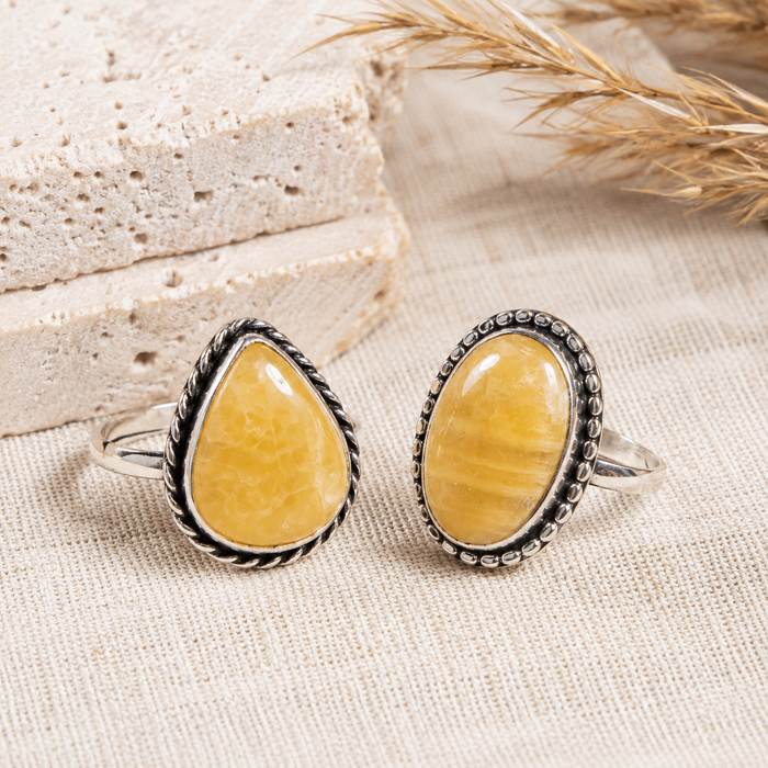 Yellow Aventurine rings – Gemstone rings Natural Crystal Healing Jewelry Collection