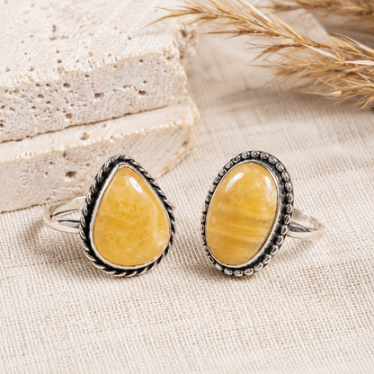 Yellow Aventurine rings – Gemstone rings Natural Crystal Healing Jewelry Collection